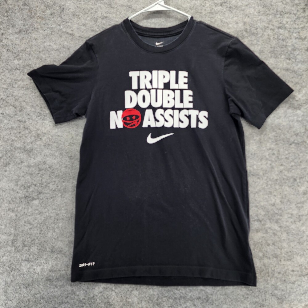 Nike Shirt Mens Small Black Dri Fit Short Sleeve Triple Double